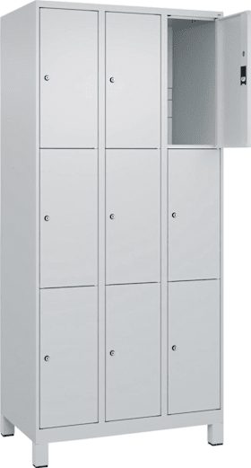 C+P Möbelsysteme Fächerschrank mit Füßen B900xT500xH1950 Korpus RAL 7035 LichtgrauTüren RAL 7035 Lichtgrau