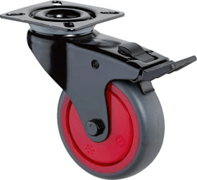 BS Rollen Lenkrolle A820.A85.03 mit Totalfeststeller mit Platte,Ø 75 B 25mm,60kg,TPR