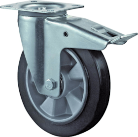 BS Rollen Lenkrolle 125mm LS420.B80Platte,Elast.schw.KL,FestLS420.B80.125