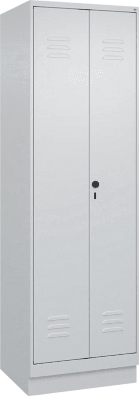 C+P Möbelsysteme Wä.-Gard.-Schrank CLASSICB600xT500xH1950 mm RAL 7035/7035, 2 Abteile mit 100 mm hohem Sockel