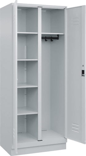 C+P Möbelsysteme Wä.-Gard.-Schrank CLASSICB800xT500xH1950 mm RAL 7035/7035, 2 Abteile mit 100 mm hohem Sockel