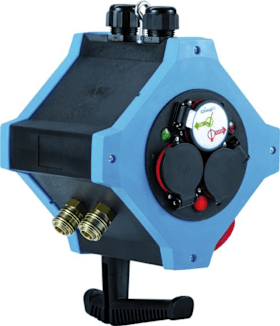 HEDI Energie-Hängeverte. IP44 6xSchuko,1xCEE 5x16A 2xDL