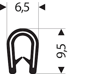 FORTIS Kantenschutz flexibel rund schwarz 6,5 mm Klemmbereich 1,0-2,0 mm 50 m