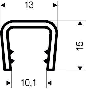 fortis Kantenschutz flexibel konisch, schwarz, 13x15 mm, Klemmbereich 6,0-8,0mm, 50m 