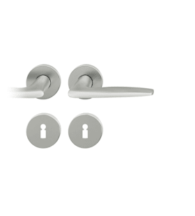 FSB Drückergarnitur Rosette Edelstahl L-Form Vierkant 8 mm TS 39-58 mm grau fein matt