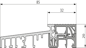 SBS-SCHWELLE 227V ALUPLAST 85 GROßVERP EV1 NATURFELOX (6-38009-58-0L1)