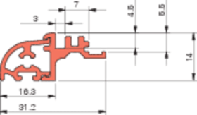 ROTO FTT-Wetterschenkel,  6000mm,  Design II,  MD III,  Aluminium naturton eloxiert