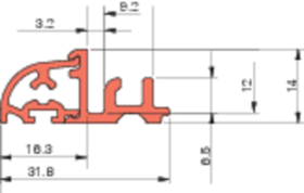 ROTO FTT-Wetterschenkel,  6000mm,  Design II,  MD I,  Aluminium naturton eloxiert