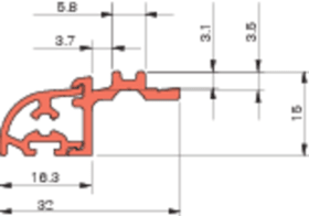 ROTO FTT-Wetterschenkel,  6000mm,  Design II,  MD II,  Aluminium naturton eloxiert