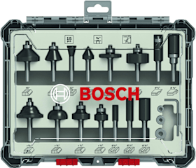 Bosch 15-teiliges Fräser-Set, 1/4-Zoll Schaft
