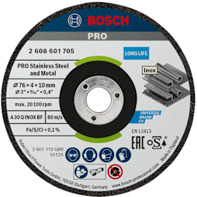Bosch PRO Stainless Steel and Metal Schleifscheibe, 76 x 4 x 10 mm