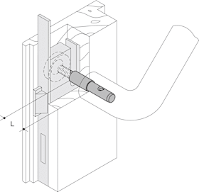 HEWI Bef.-Art RT-Griffe, rück- seitig m.Ros.ø33mm, TS 70-80mm felsgrau 