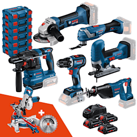 Bosch 18V Akku-Set MEGA 2025 – 6 Maschinen + 3x ProCORE Akkus & Gratis GCM 80 SJ Paneelsäge