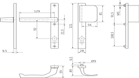 MONOBL-GRT.28/92 T/S GRIFF +PZ O 3V SILBERFARBIG (H-01217-45-L-1)