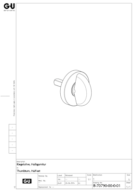 BKS Riegelolive B-70790,38mm,rund,naturfarben lack.