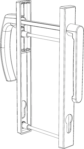 Winkhaus Griffgarnitur, Profilzylinder gelocht GG RR, Aluminium 2508676