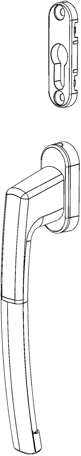 WINKHAUS Handhebel PP 502/200,abschl.,o.Logo,PZ,F8019 5112918