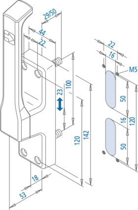 TÜR-TREIBRIEGEL 970 LS KS BESCH FARBTON RAL 9016 WEISS 50 BOL-