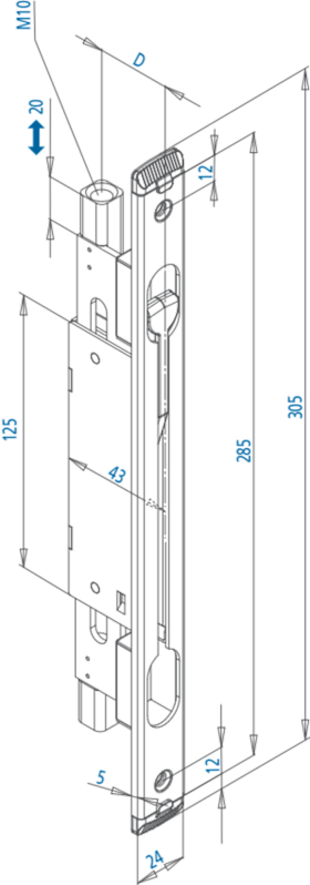 EINST-TÜRKANTRG 345K U5X24X285+ENDKAPP 45 ED