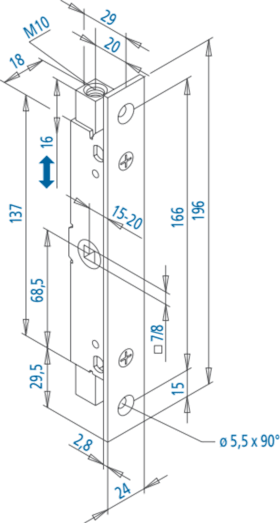 FUHR Kantriegel 295 1/2,D15mm/VK7mm,24x196mm eckig, galvanisch verzinkt