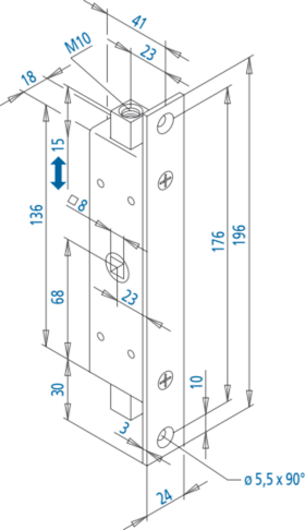 FUHR Kantriegel 296,D23mm/VK8mm,24x196mm eckig, galvanisch verzinkt