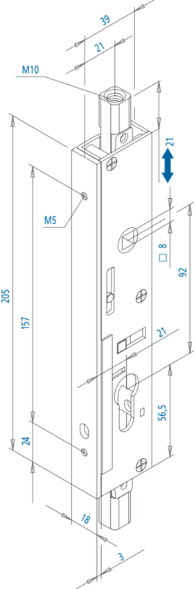 FUHR Treibriegelschloss 298E,PZ,D21