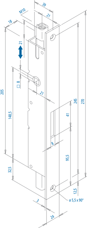 FUHR Gegenkasten 298G,PZ/8,D21,F24x270ktg,silber