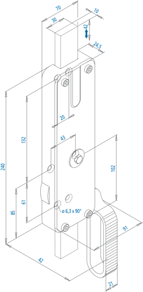 FALTTOR-TREIBRIEGEL 1190 O.SCHLIEßEINRI. LS HEB 1SEIT