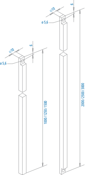 FUHR Treibriegelstange,beidseitig ausgeklingt,10x10x1.000mm,vz
