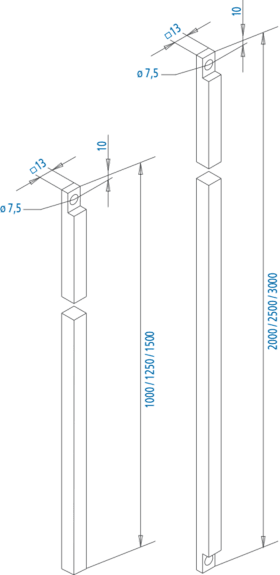 FUHR Treibriegelstange,beidseitig ausgeklingt,13x13x2.000mm,vz