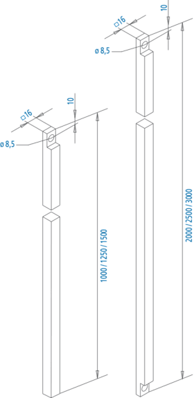 FUHR Treibriegelstange,beidseitig ausgeklingt,16x16x2.500mm,vz
