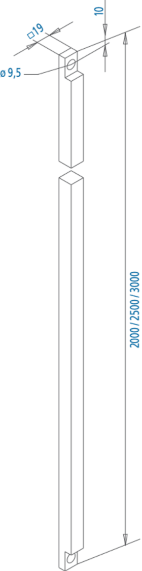 FUHR Treibriegelstange,beidseitig ausgeklingt,19x19x2.000mm,vz