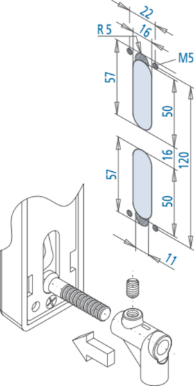 FUHR Gewindeansatz ZA02DV,für Rundstangen,silberfarben