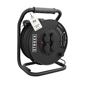 STROXX Kabeltrommel 40 m – Neopren, IP44, 4 Steckdosen, 3000 W, Überhitzungsschutz, Outdoor geeignet