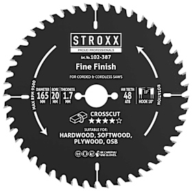 STROXX Kreissägeblatt WF Holz Ø 165 mm, 48 Zähne, WZ, für feine Holzschnitte