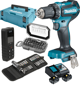 Makita Akku-Bohrschrauber DDF485RTJ-Set mit STROXX Zubehör