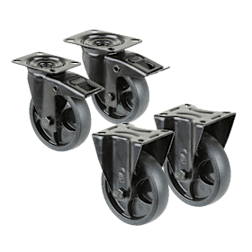 BS Rollen Set 2x Lenk- & Bockrollen Gummi schwarz 100mm L820.B44.101.06, L810.B44.101.06