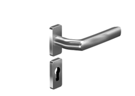 PT-Drücker-Halbgarnitur,eckig 8115V/6611SR,Profilzylinder gelocht,DL-R,ER satino