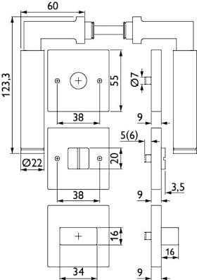 Bad-Drückergarnitur 1831 INFINITY - Klasse 3 | mit Rosetten 2211 K