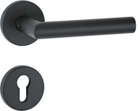aptec Drückergarnitur 1802 BASIC 02 Klasse 3 mit Rosetten 2273 K PZ, Classic Black