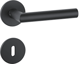 aptec Drückergarnitur 1802 BASIC 02 Klasse 3 mit Rosetten 2573 K, BB, Türstärke 37-44 mm, Classic Black
