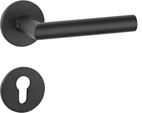 aptec Drückergarnitur 1802 BASIC 02 Klasse 3 mit Rosetten 2573 K PZ, Classic Black