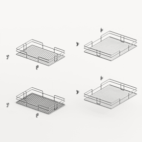 Hettich Goro Korbset 100, Frontbreite 450, verchromt