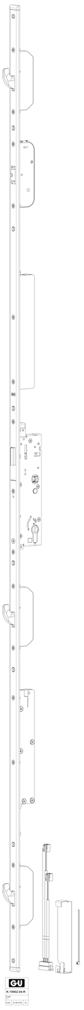 G-U Mehrfachverriegelung SEC-ePOWER H-SH3 Edelstahl geschliffen