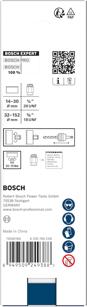 Bosch EXPERT Power Change Plus Adaptermuttern-Set, 2x 14-30 mm, 4x 32-210 mm