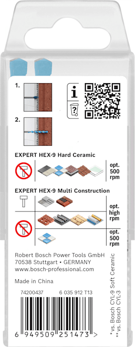 Bosch EXPERT HEX-9 Hard Ceramic und HEX-9 Multi Construction Bohrer-Set, 6 mm, 5-tlg.