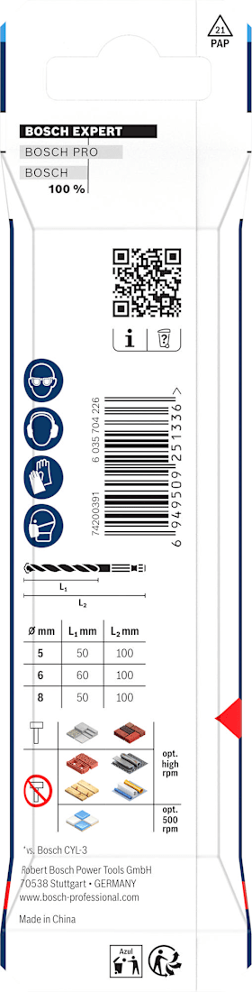 Bosch EXPERT HEX-9 Multi Construction Bohrer-Set, D= 5 / 6 / 8 mm, 3-tlg.