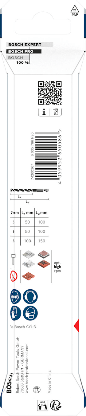 Bosch PRO HEX-5 Bohrer-Set, 5x100, 6x100, 8x150 mm, 3-tlg.