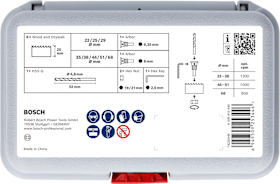 Bosch Wood and Drywall Lochsägen-Set mit Aufsteckhalter + Zentrierbohrer, 22-68x15 mm