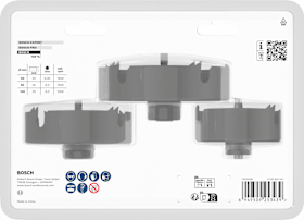 Bosch Wood and Drywall Lochsägen-Set mit Aufsteckhalter+Zentrierbohrer, 68/86/100x27mm